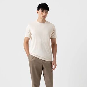 EUC Mens Sunspel Classic T-Shirt Cream US Medium